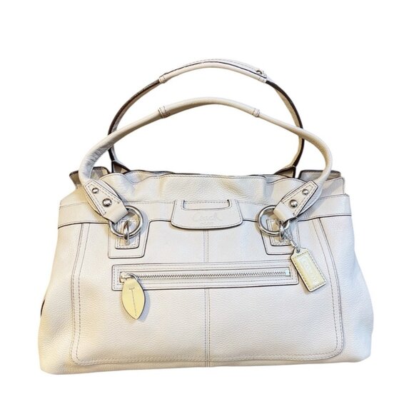 VTG 90’s Coach Ruffled Penelope Ivory/Cream Leather Shoulder Bag Purse #F14682 - Picture 1 of 9